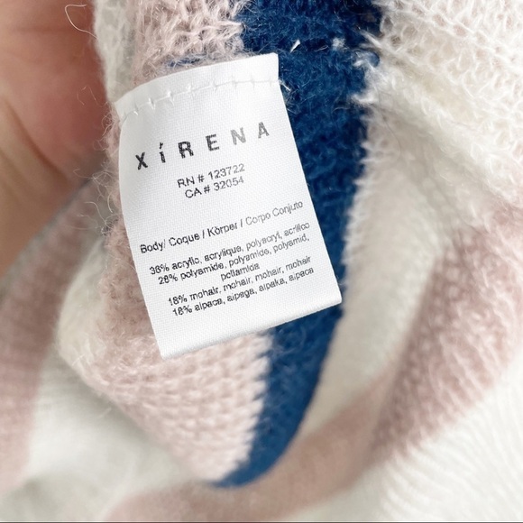 Xirena Striped Alpaca Mohair Knit Sweater Oversized Crew Neck Small Pink White - Picture 4 of 6